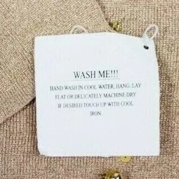 Vintage Joseph A. Gold Metallic Silk 3/4 Sleeve Scoop Neck Sweater Womens XL NWT - Picture 10 of 14